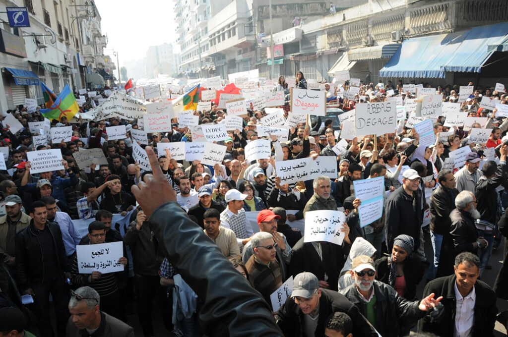 A large street protest in Morocco for reform and bread