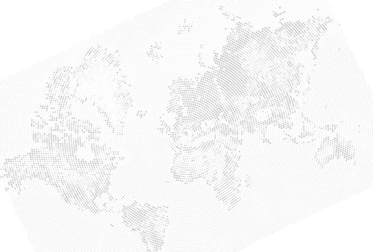 An illustration rendering a Mercator projection world map as a series of greyscale dots, with the equator tilted at approximately a 45-degree angle.