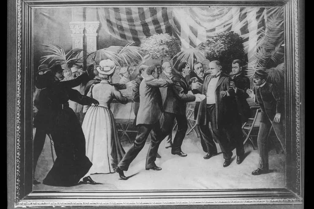 1905 artist's rendering of the assassination of William McKinley. Photo Credit: Library of Congress.