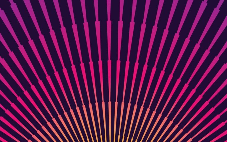 Abstract sunrise rendered in slashes of magenta and gold