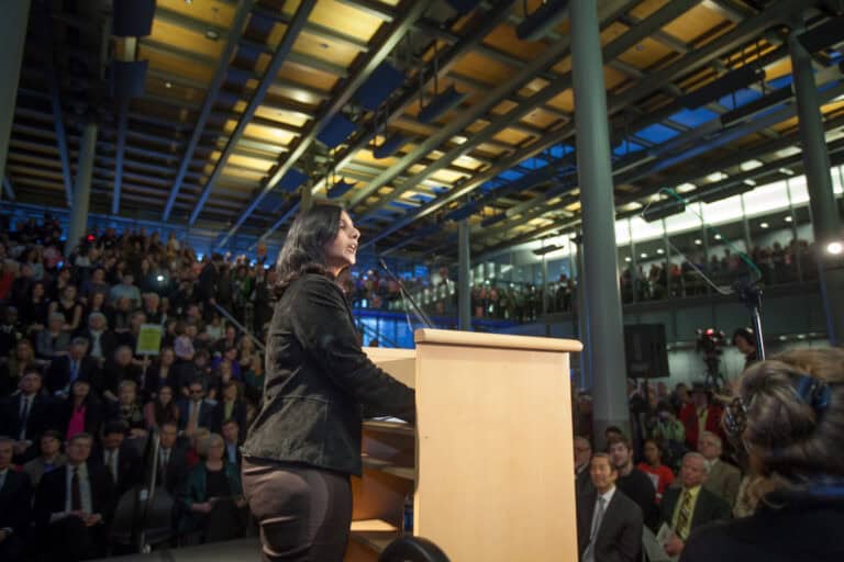 Councilmember Sawant addresses the crowd Photo Credit: Seattle City Council
