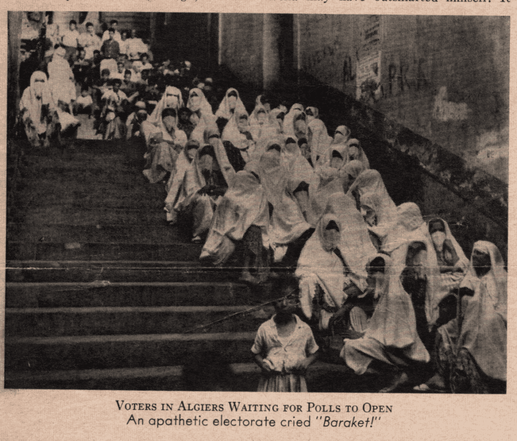 Kathryn Updegraff (unattributed), Waiting for polls to open, Women waiting to vote in the first election with universal suffrage, TIME, September 28, 1962.