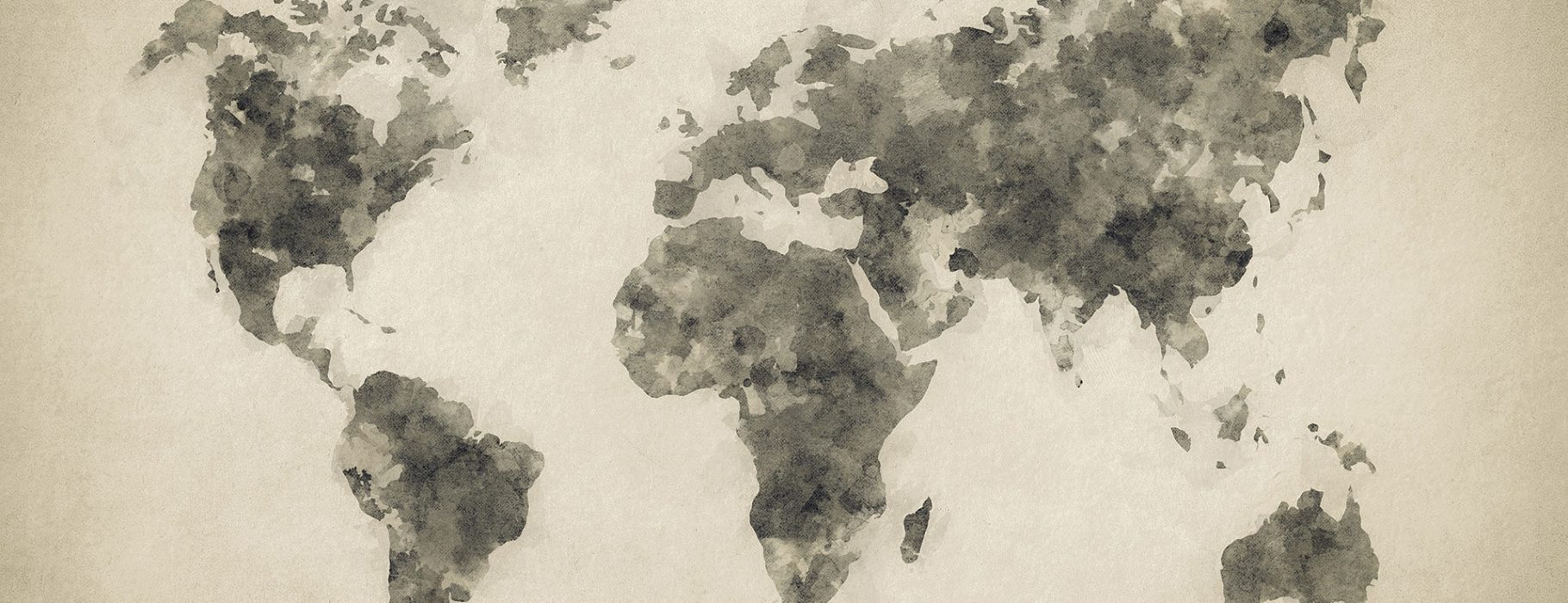01 feat1 A Mercator projection world map rendered in oil stains on a beige background.