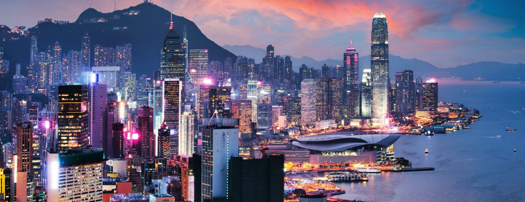 Hong Kong - Victoria harbour at sunset