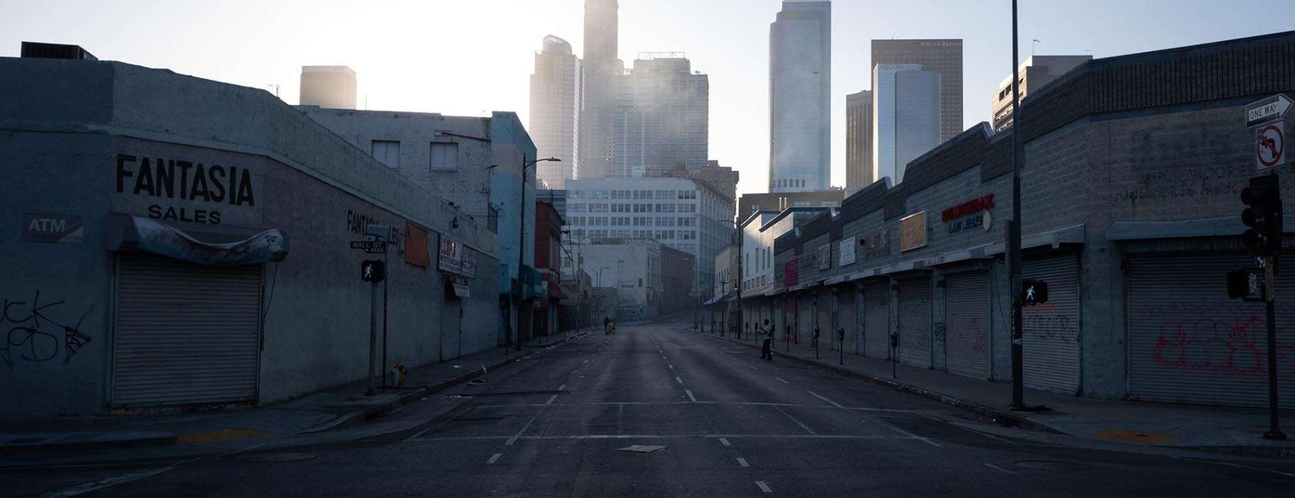 A photo of the LA City skyline